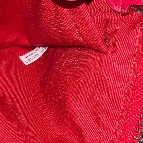 COACH Nolita 15 Red Leather Wristlet w Silver Chain Strap Women's Bag AUTHENTIC - Picture 8 of 9